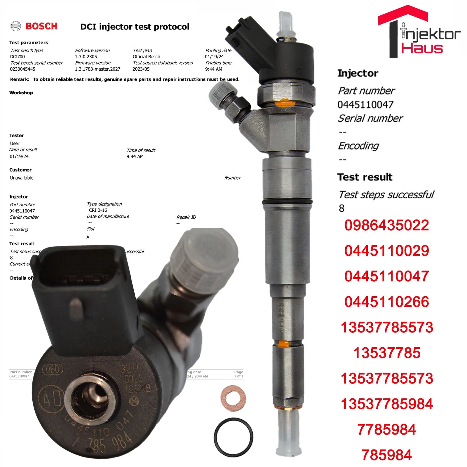 Bosch-Injektor 445110047 BMW 3er E46 5 E39 7 E38 X5 E53 Land-Range Rover