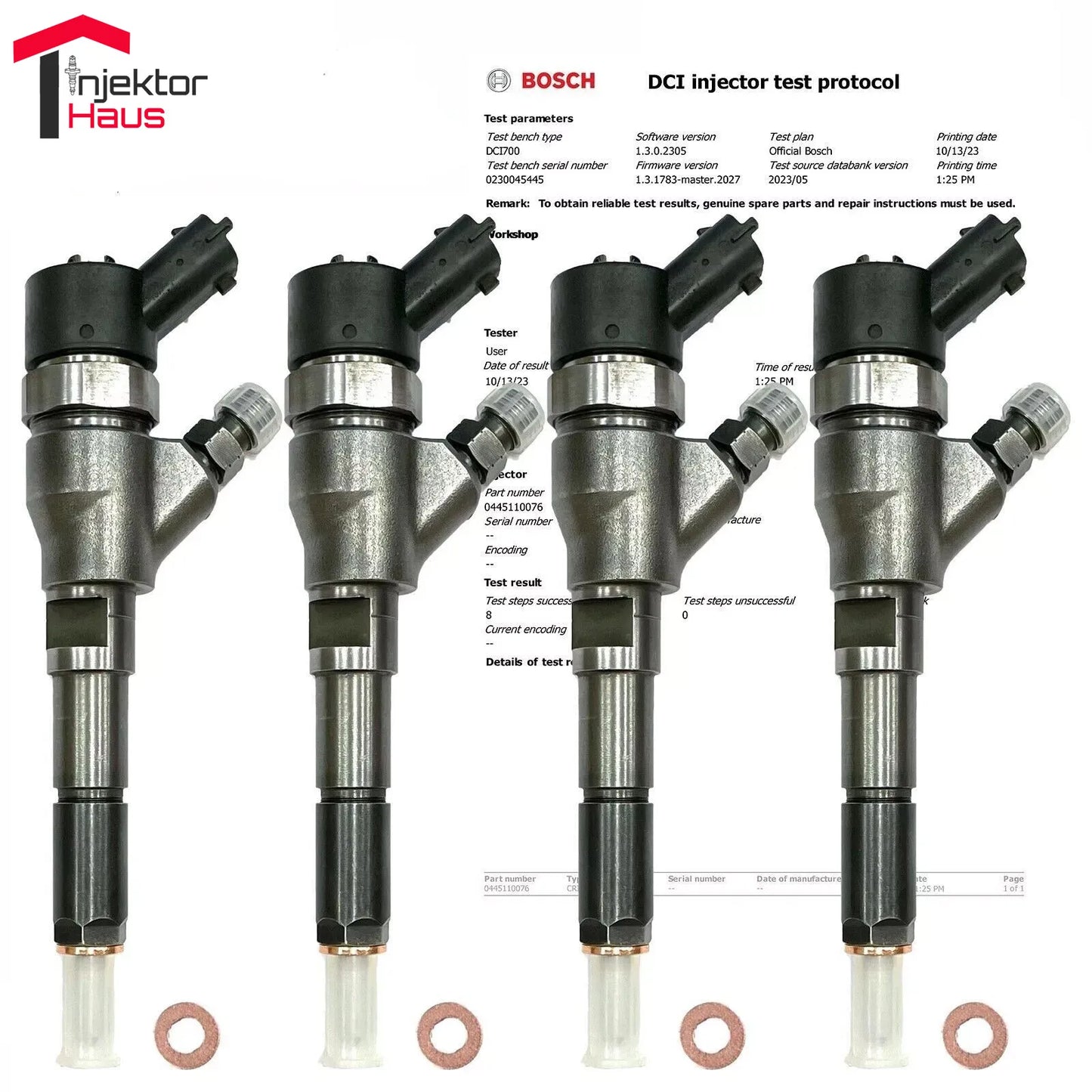 4x Bosch Einspritzdüsen 0445110076 – 2.0 HDI DW10 – inkl. O-Ring & Prüfbericht