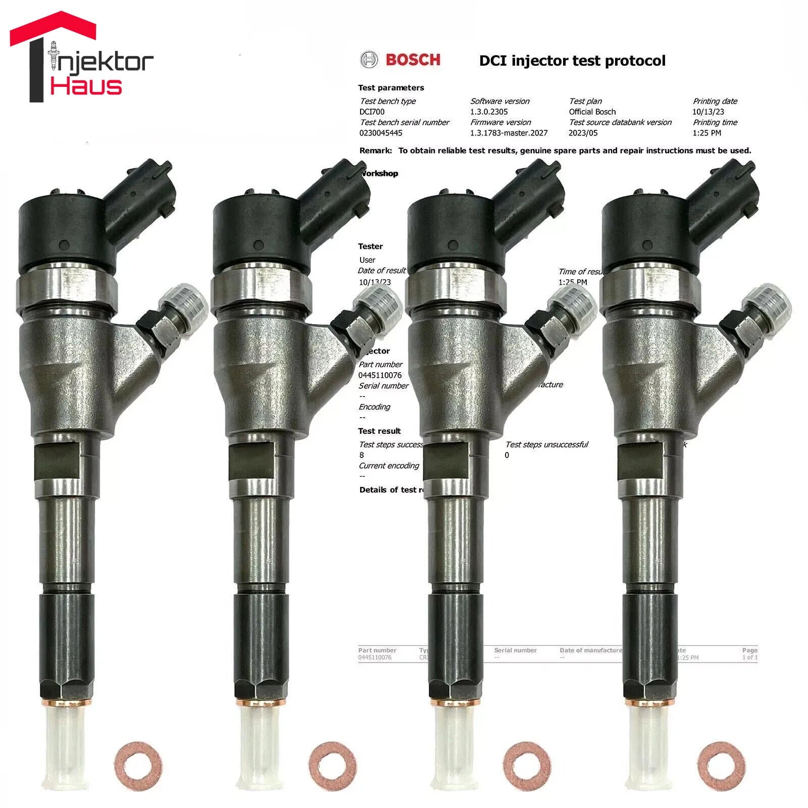 4x Bosch Einspritzdüsen 0445110076 – 2.0 HDI DW10 – inkl. O-Ring & Prüfbericht