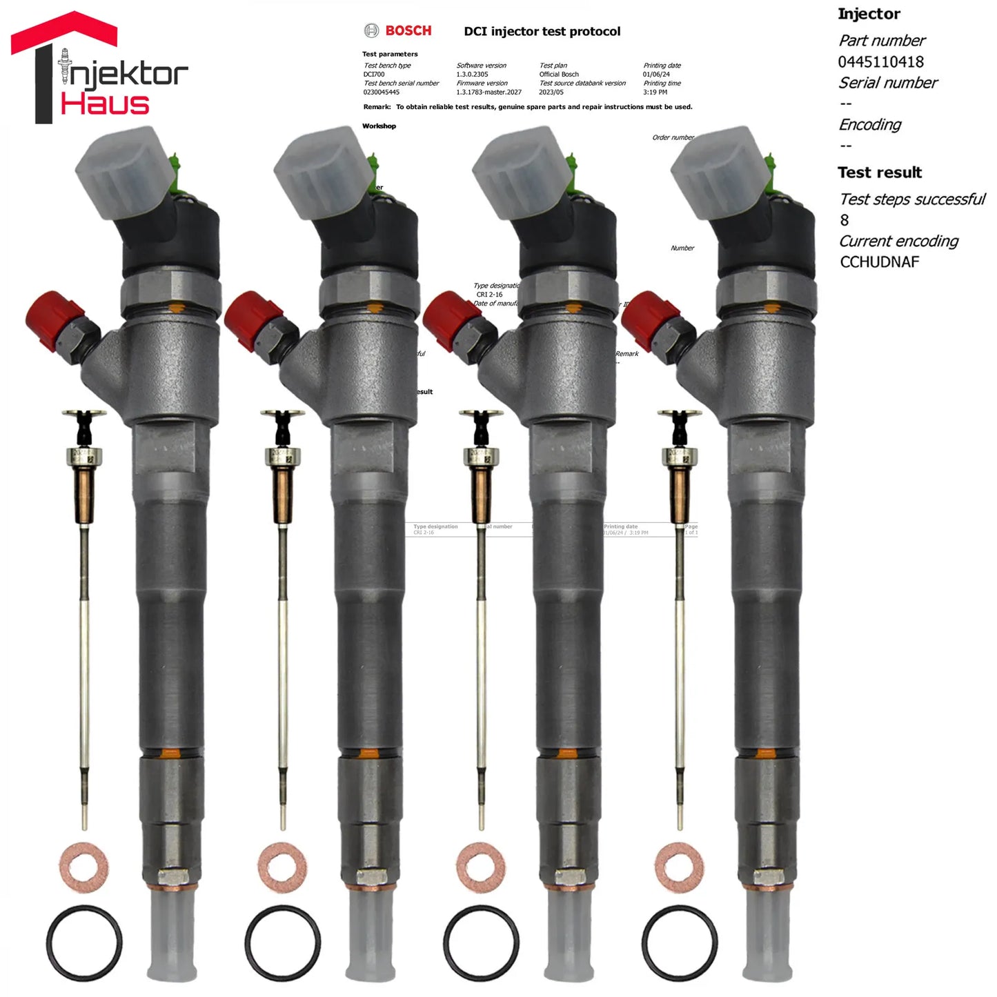4x Bosch Injektor 0445110418 0445110520 für Fiat Ducato & Iveco Daily