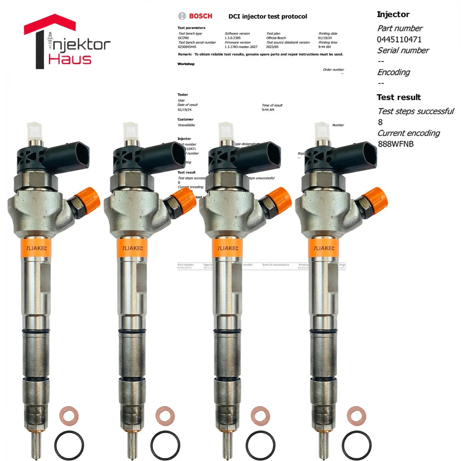 4x Einspritzventil 0445110471 für Audi, VW, Seat, Skoda 2.0 TDI