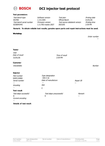 Einspritzdüse Bosch Common Rail 0445110483 0445110484