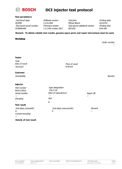 Diesel Einspritzdüse 0445110955 - Für Citroën, Peugeot, Ford, Opel 1.5 HDi