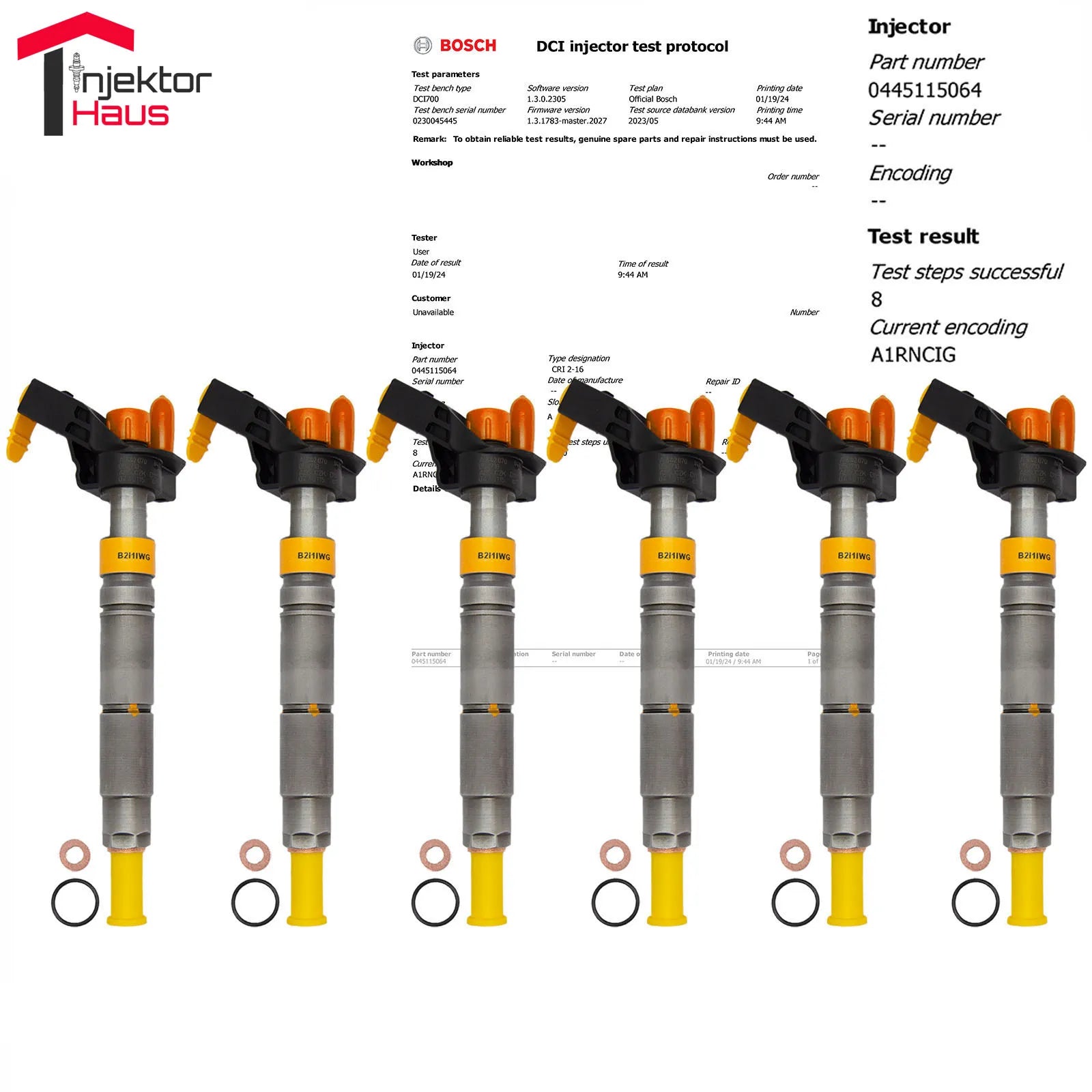 6x Bosch 445115064 Einspritzdüse für Mercedes, Jeep, Chrysler 3.0 CDI