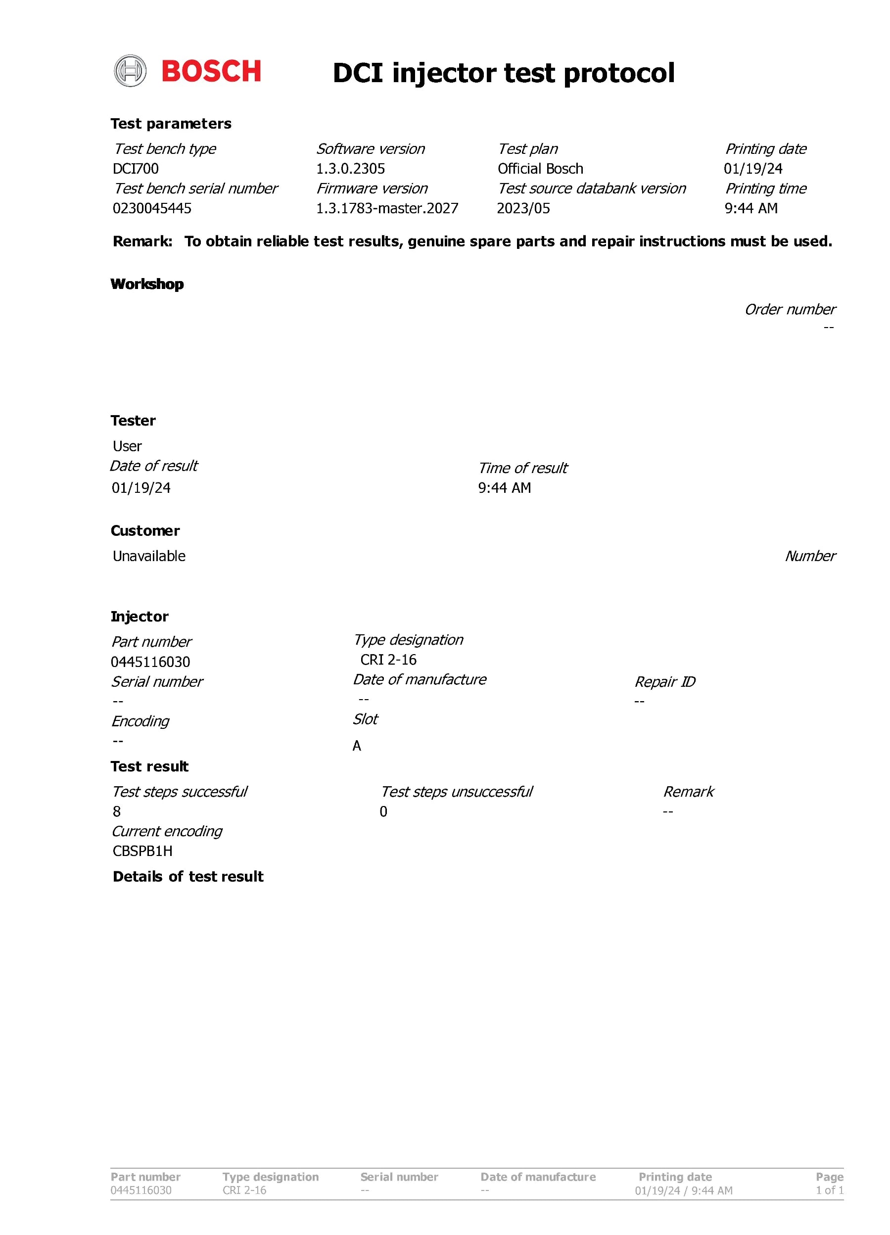 BOSCH Einspritzdüse (0445116030) für VW, Audi, Seat, Skoda 2,0 TDI