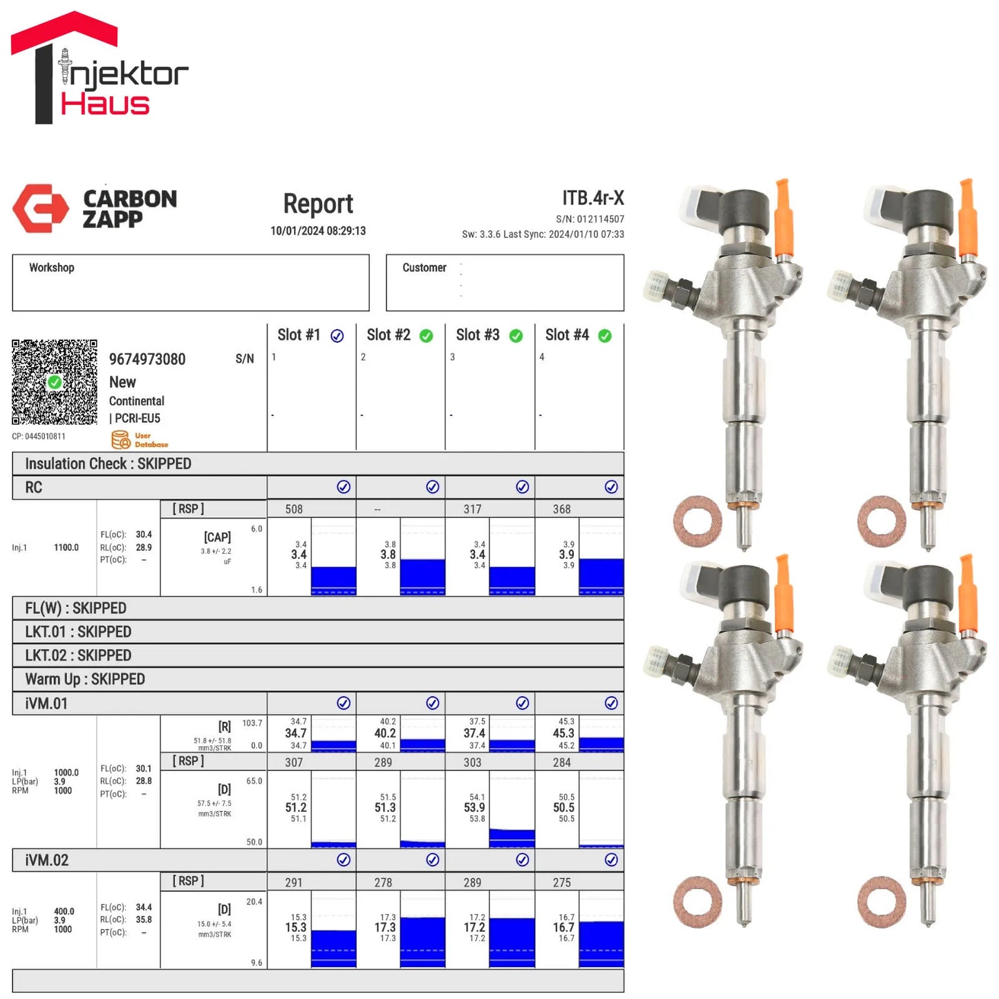 4x Injektor Ford Volvo Peugeot Mazda 1,6 HDI 9674973080-9802448680